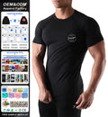 Bulk High Elastic Men Fitness Short Sleeve Sports T Shirt Breathable Gym Clothes Training Tight Fit Plain T Shirts for Men