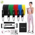 NQ SPORTS Fitness Bands TPE 100/150lb 11 Piece Strength Resistance Bands for Muscle Strength Training