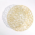 Tabletex 38cm Hollow Paper Mat Woven Round Glitter Placemat Table Mat Paper Yellow Placemats