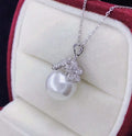 P1394 11-12mm DIY Natural  Freshwater Pearl Charm Pendant Necklace Accessory 925 Sterling Silver Jewelry for Women Without Chain
