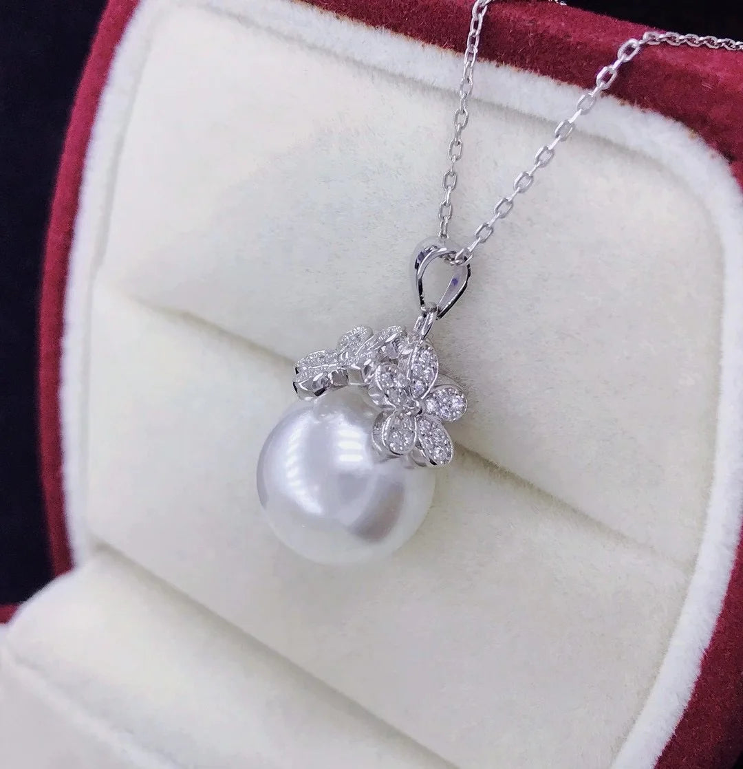 P1394 11-12mm DIY Natural  Freshwater Pearl Charm Pendant Necklace Accessory 925 Sterling Silver Jewelry for Women Without Chain