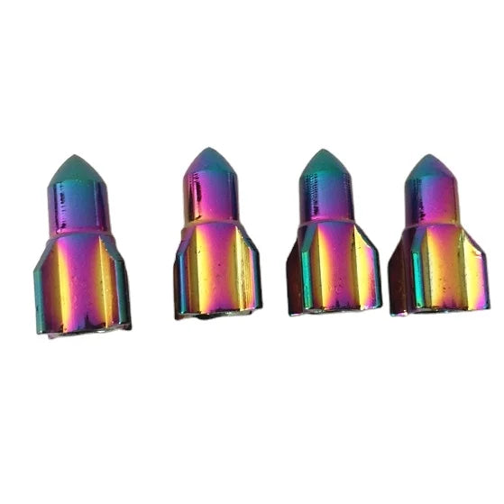 Rainbow Multicolor Rocket Aluminum Car Tire Valve Stem Dust Wheel Caps