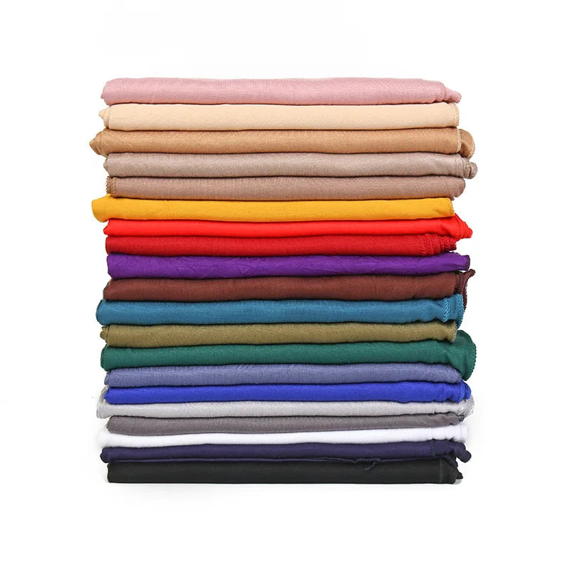 New Design Plain Scarf Muslim Women Hijabs Wholesale Custom Cotton Soft Scarves Shawls Red White Scarf Headband Luxury Quality