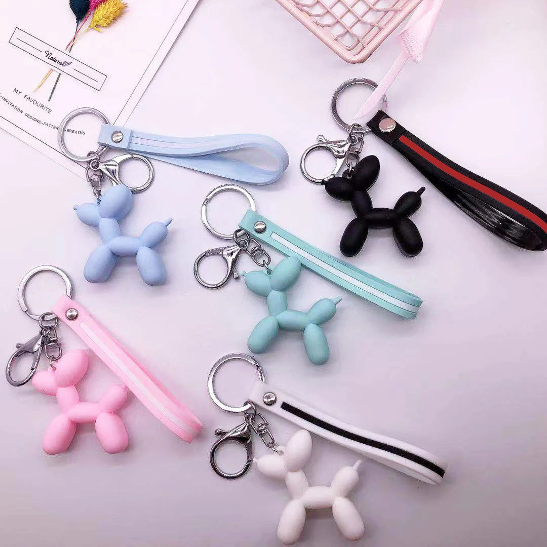 Cartoon Dog Keychain Colorful Soft Rubber PVC Lovely Dog Keychains for Women Key Chain Car Key Ring Bag Pendant Jewelry