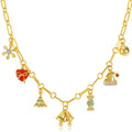 New Creative Snowflake Christmas Tree Bell Charms Necklace Gold Plated Brass Necklace Jewelry Christmas Present