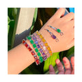 Brass Jewelry Color Cubic Zirconia Bangle Bracelets Iced Out Gemstone Tennis Bracelets for Women