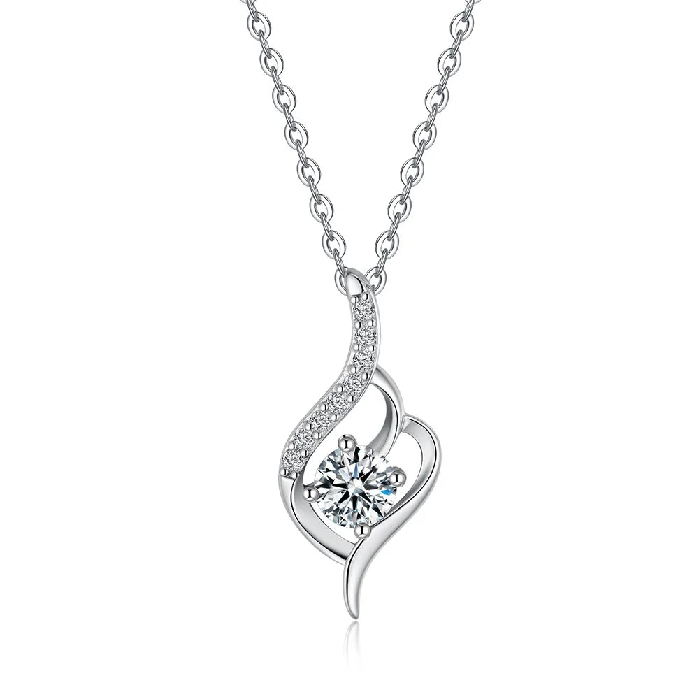 Fast Shipping GRA Round Brilliant Cut Fine Jewelry 925 Silver VVS Custom Moissanite Pendant Luxury Necklace