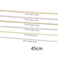 18K Gold Stainless Steel Chain Necklace 1mm 1.5mm 2mm Shiny Stainless Steel Chain Necklace for Women Men