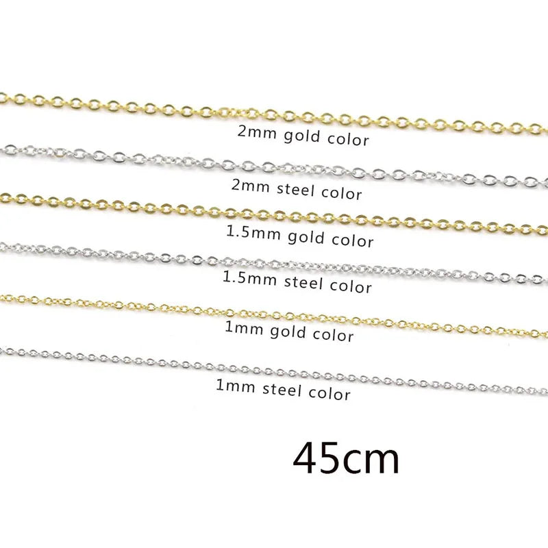 18K Gold Stainless Steel Chain Necklace 1mm 1.5mm 2mm Shiny Stainless Steel Chain Necklace for Women Men