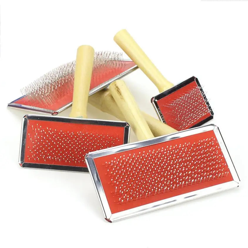 Wooden Handle Stainless Steel Needle Pet Grooming Comb Tool Cat Dog Brush