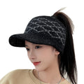 Winter Warm Visor Caps Adjustable Sun Sport Visor Hat Knitted Jacquard Women Golf Tennis Cycling Running Jogging