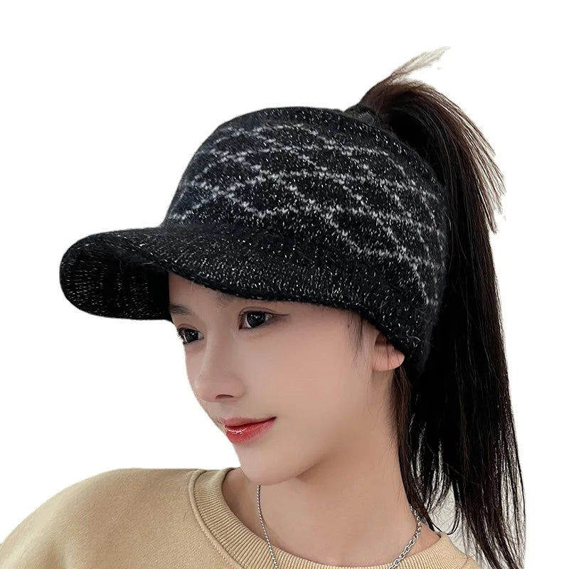 Winter Warm Visor Caps Adjustable Sun Sport Visor Hat Knitted Jacquard Women Golf Tennis Cycling Running Jogging