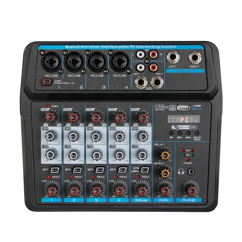 Depusheng U6 Professional Newest Hot Selling 6 Channel USB Digital Mini Audio Mixer