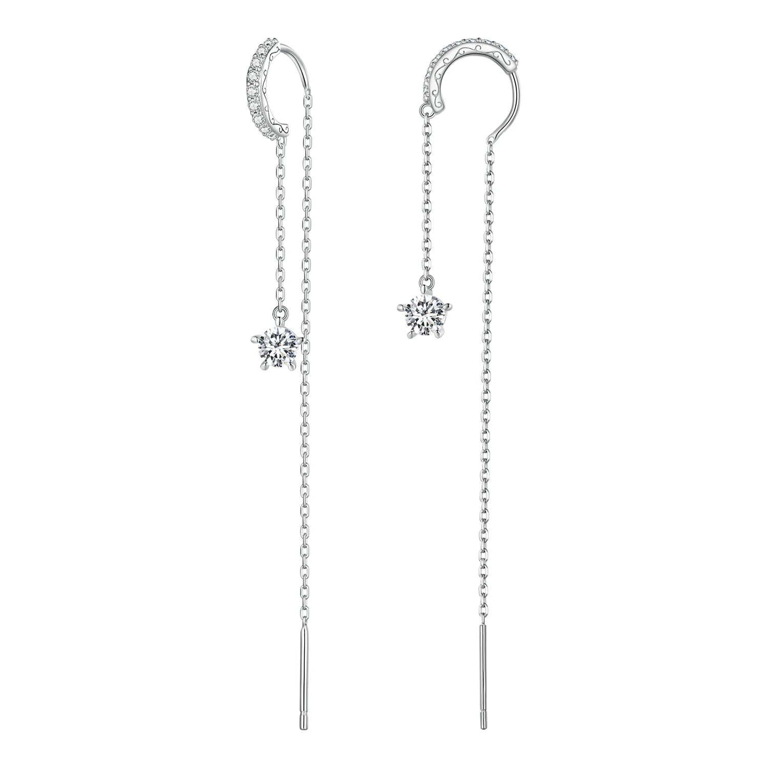925 Sterling Silver Geometry Water Drop Stud Earrings Long Tassel Ear Hooks for Women Fine Jewelry Party Gift BSE830