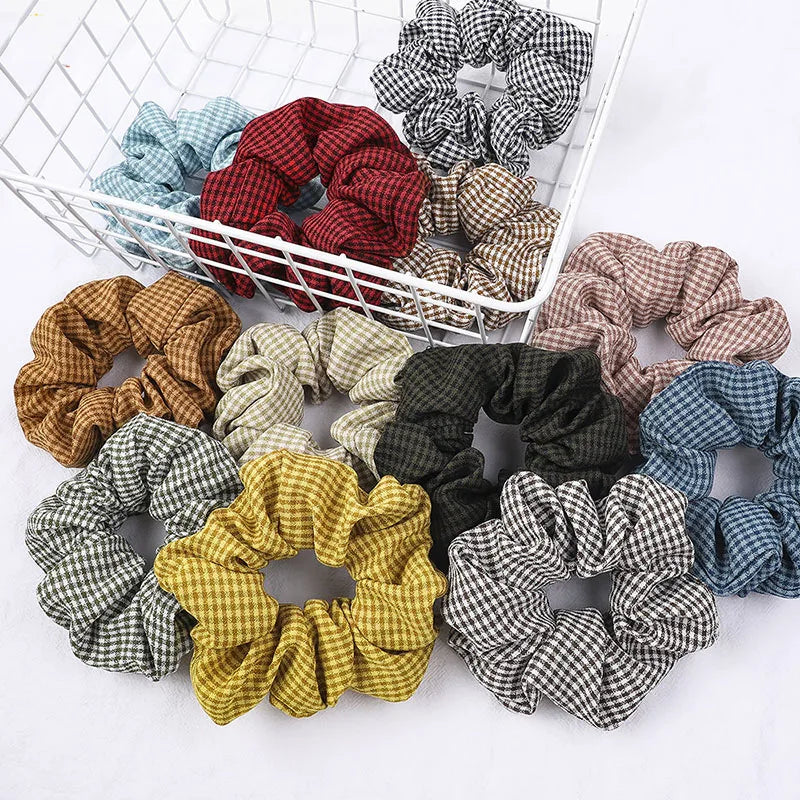 Plaid Fabric Autumn Winter Style Elastic Intestine Hair Band Hair Accessories Scrunchy Ponytail Handmade Women's Hair Rope