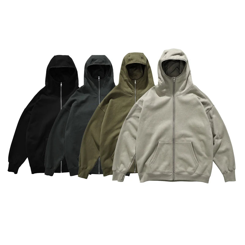 Wholesale High Quality Acid Washed City Street Boy Hoodie Custom Logo Man Ninja Plush Zip up Hoodie