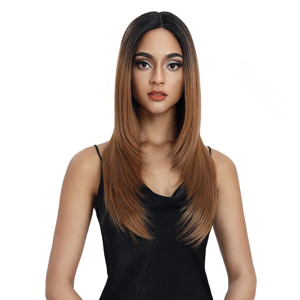 Natural Wigs for Black Women Straight Synthetic Lace Front Hair 24 Ombre 3 Color Lace Front Wig Cosplay Blonde Lace Front Wig