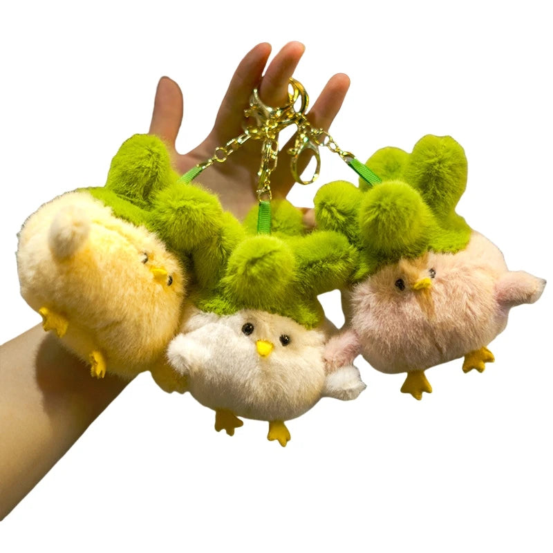 Cute Soft Stuffed Animal Toy Chicken Doll Green Vegetable Keychain Cabbage Plush Toys Bag Stuffed Pendant Plush Chicken Keychain