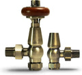 Traditional Brushed Brass TRV Thermostatic Radial Valve Angle Valve with Pipe Sleeve for Radiators