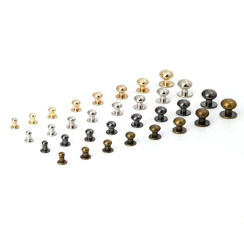 Zinc Alloy Buckle Stud Screw Round Head Leather Hardware Accessories Screw Decorative Nail Rivet Chicago Button