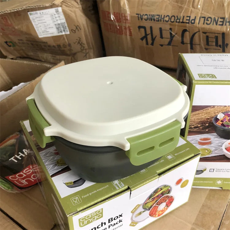 Lunch Box Plastic Salad Large-Capacity Factory Hot Sale Compartment Multi-Functional Lunch Box Meal Salad Cutlery Spoon Fork