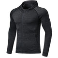 Custom Logo Hooded Zipper-Up Casual Autumn 100% Polyester Knitted Solid Compression Gym Wear Men Fitness Clothing Quick Dry