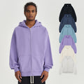 Unisex Custom Logo Zip-up Hoodies Made of 450gsm Cotton Blending French Terry Heavyweight Zip Fly Knitted Hooded Sweatshirts