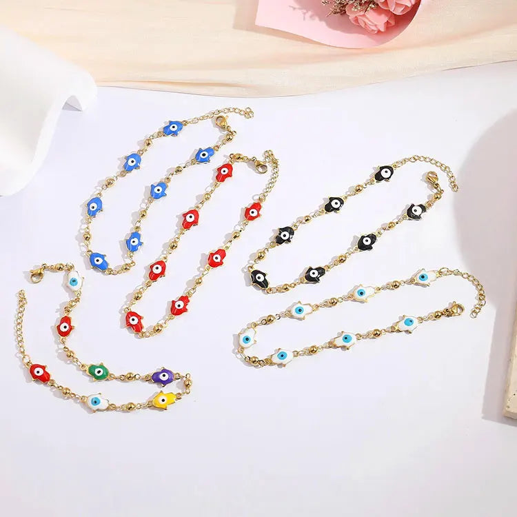 Custom Stainless Steel Jewelry Manufacturer Trendy Jewelry Stainless Steel 2023 Devil Eye Jewelry Necklace Bracelet