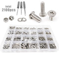 2100pcs/ Box M1.6 M2 M2.5 M3 304 A2 Stainless Steel Bolt Nut Washer Assortment Set Kit Cross Phillips Flat Ultra Thin Head Screw