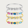 FUAMAY Reach Certificate Jewelry 18k Gold Plated Sterling Silver Rings Woman Rainbow Pear Marquise CZ Zircon Rainbow Silver Ring