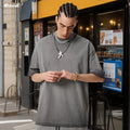 Shinesia Men Knitted Heavy Cotton Oversize Tee 260 Grams Blank Solid Vintage Acid Wash Distressed Short Sleeve T-Shirt