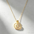 18K Gold Double Circle Necklace for Women Geometric Round Pendant Necklace with CZ DiamondsFine Chains Jewelry Necklaces