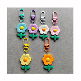 Bulk 100pcs Keychain Resin Flower Metal Key Chain Custom Key Rings Chain Pendants Bag Key Holder Ornament