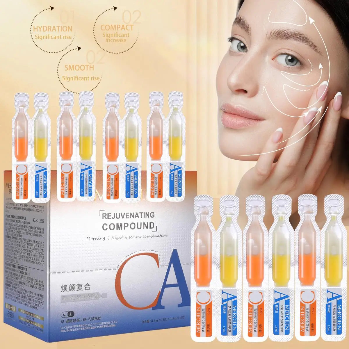 Private Label OEM Supply Herbal Anti-Wrinkle Vitamin C & Hyaluronic Acid Whitening Moisturizing Face Serum for Aging Skin