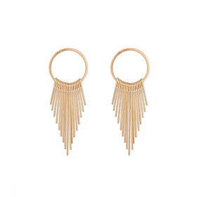 2023 Hot Sell Circle Tassel Dangle Earrings Gold Metal Alloy Long Drop Earrings for Women Girls Party Jewelry