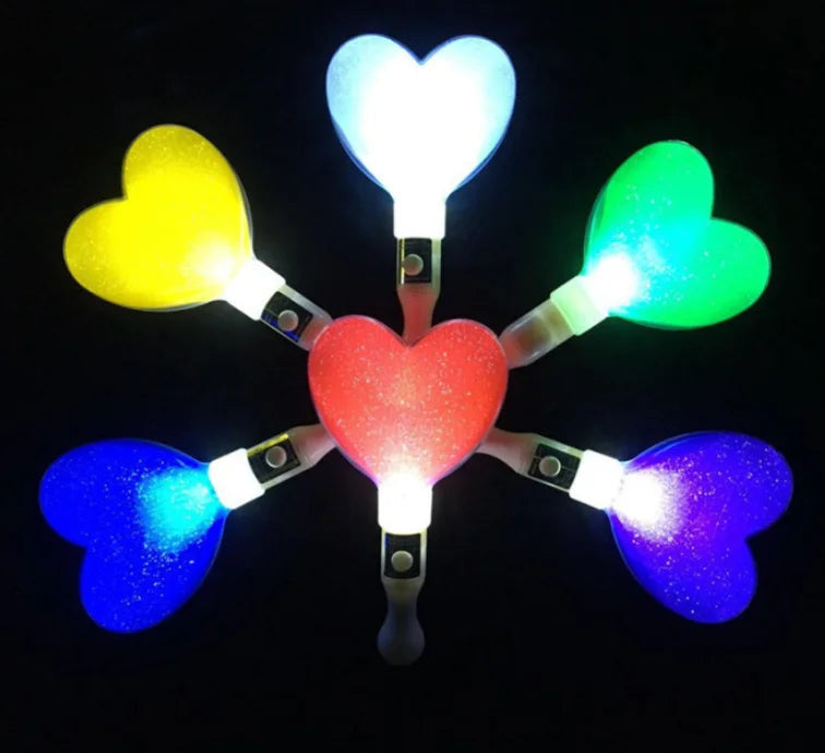 Party Custom Led Christmas Flashing Light Heart Shape Stick