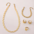 Fashion 4Pcs Stainless Steel Double Layer Necklace Bracelet Snake Chain Jewelry Set 18k Gold Plated Non Tarnish Set