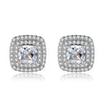 Fashion fine jewelry 925 sterling silver square shape simulation diamond stud earrings for women