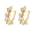 High-quality women's earrings heart-shaped zircon ear clips C-shaped copper earrings 18K Brass jewelry