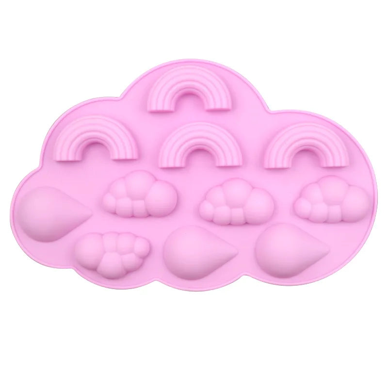 Rainbow Cloud Hot Sale Pink Silica Gel Candy Mold China Manufacture Quality Cake Tool with Candy