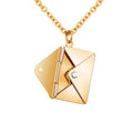 Personalized Stainless Steel Promise Initial Message Necklaces Two Part Envelope Nameplate Necklace  for Lovers Girlfriend