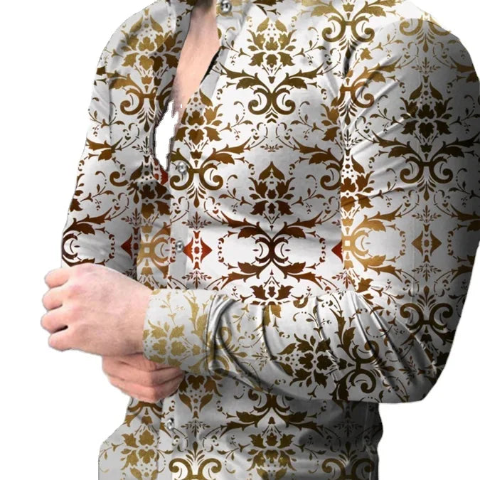 Support Customization Men's Long Sleeve Shirt Business Graphic Print Breathable Wrinkle-Free for Spring Season