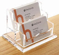 Business Card Holder for Desk 2 Tier 2 Slots Clear Acrylic Business Card Display Stand for Women and Men