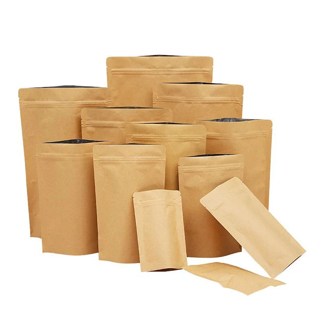 New Materials Custom Print Aluminum Foil Coffee Tea Packaging Kraft Paper Doypack Pouch with Zipper