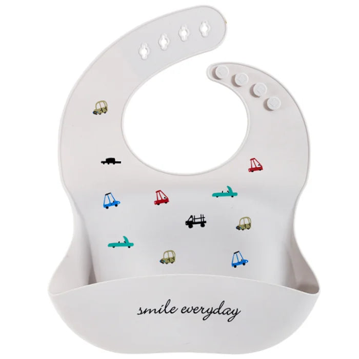 Catcher Bpa Free Silicone Bib Food Grade Soft Waterproof Printed Adjustable Size Silicone Feeding Baby Bib for Kids