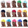 Fashion Unisex Solid Color Silky Polyester Durag Pack for Men Women Waves Premium Satin Street Style One Size Fits All