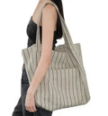 Personalized Canvas Shopping Bags Wholesale Linen Bags Stripe with Pocket
