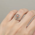 Adjustable Women's Bohemian Style Natural Stone Ring with Crystal and Rhinestone Silver Plated Delicate Bezel Setting Inlay