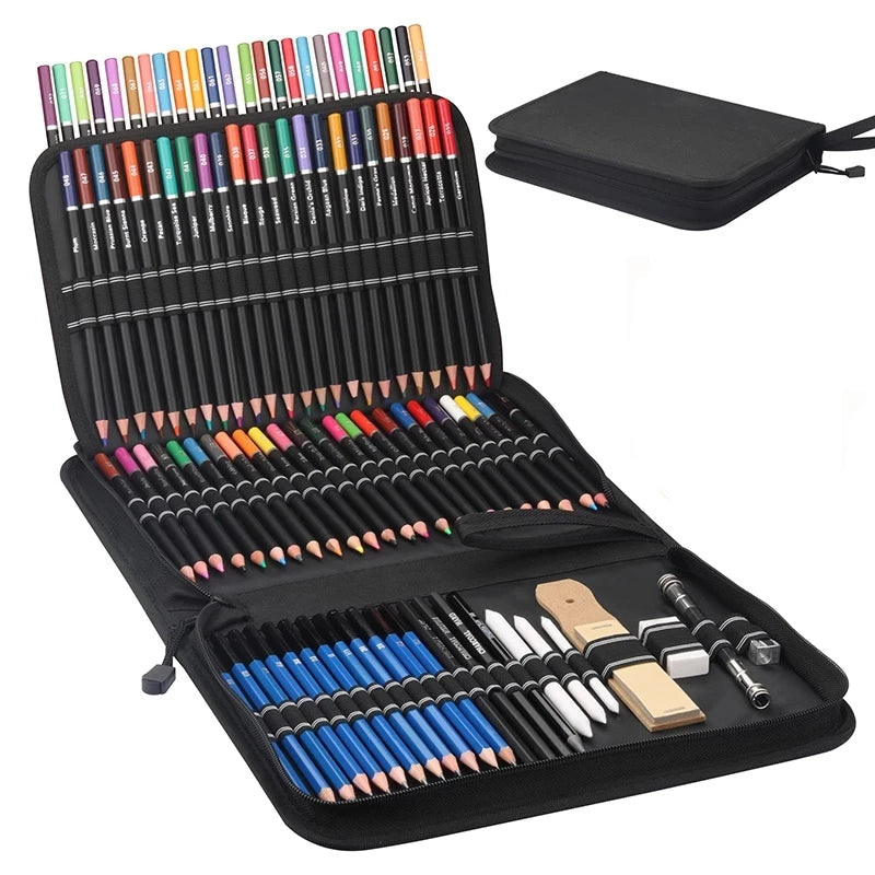 96 Piece Professional Sketch Pencil Set with Carry Bag Kids Drawing Art Supplies Color Pencil Kit