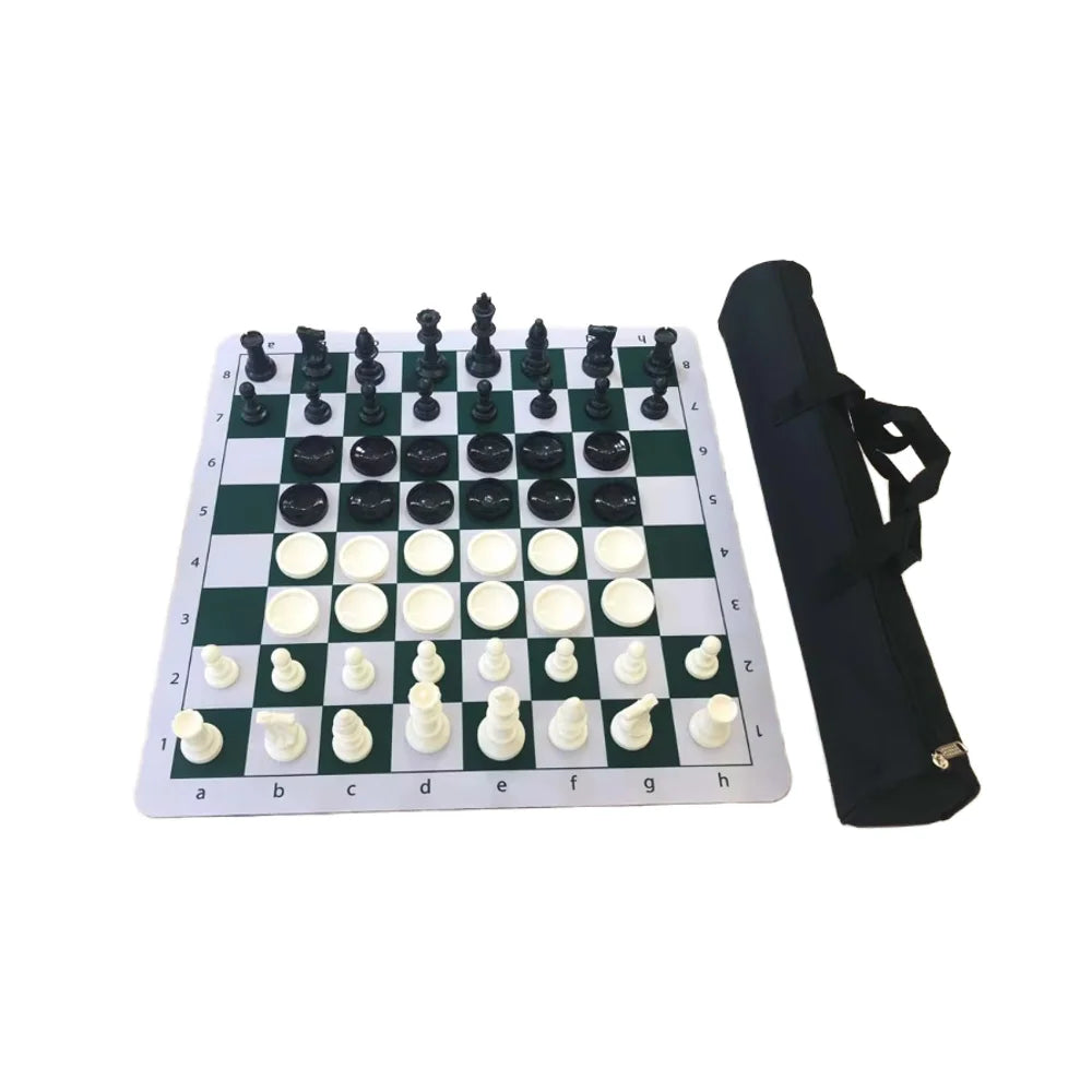 Portable Plastic Chess Set with 50x50cm Storage Bag